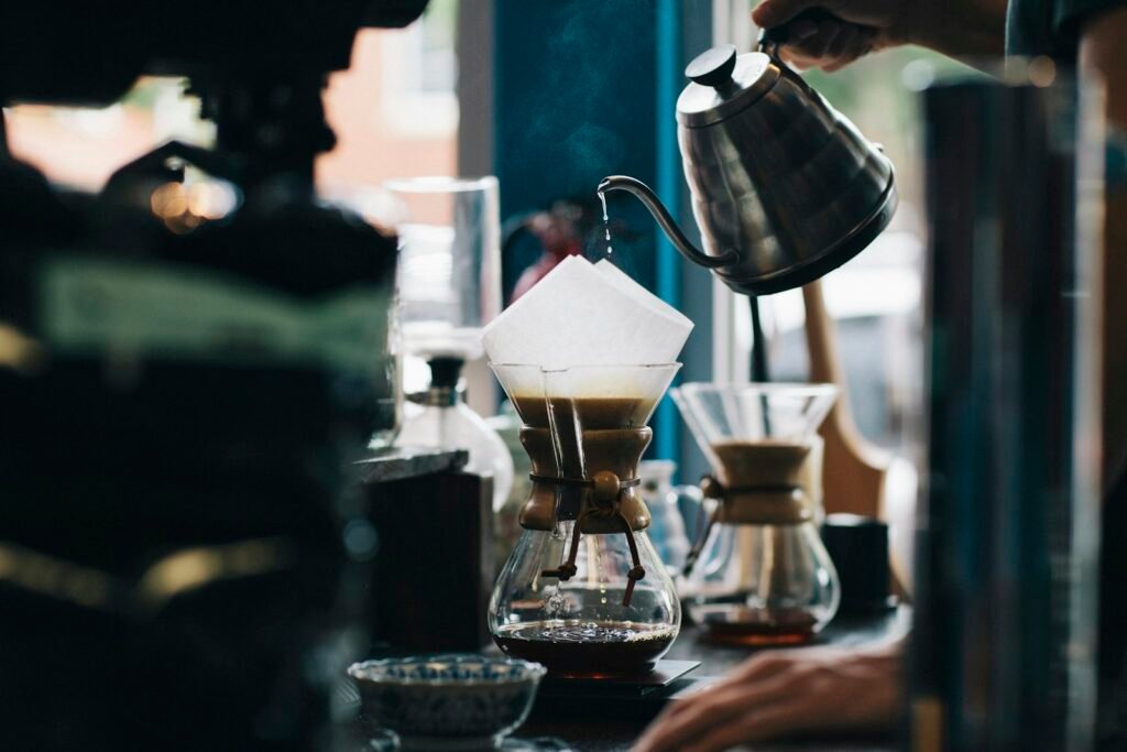 Préparation de cafés filtres au comptoir